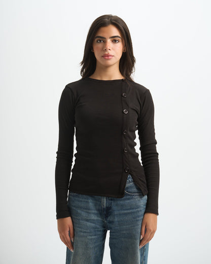 Blank Ribbed Side Button Top