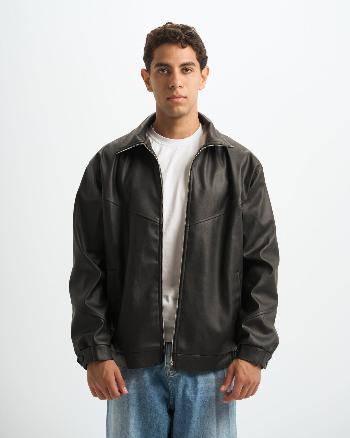 Blank Leather Jacket - Black - #men