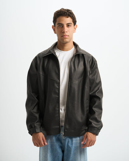 Blank Leather Jacket - Black - #men