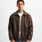 Blank Leather Jacket - Brown - #men