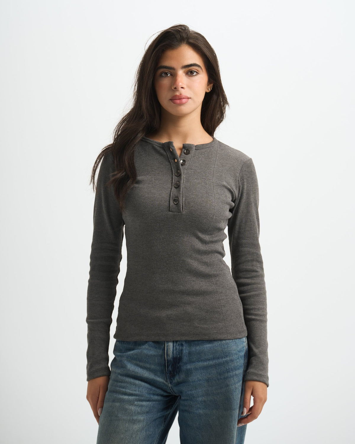 Blank Ribbed Button Up Top