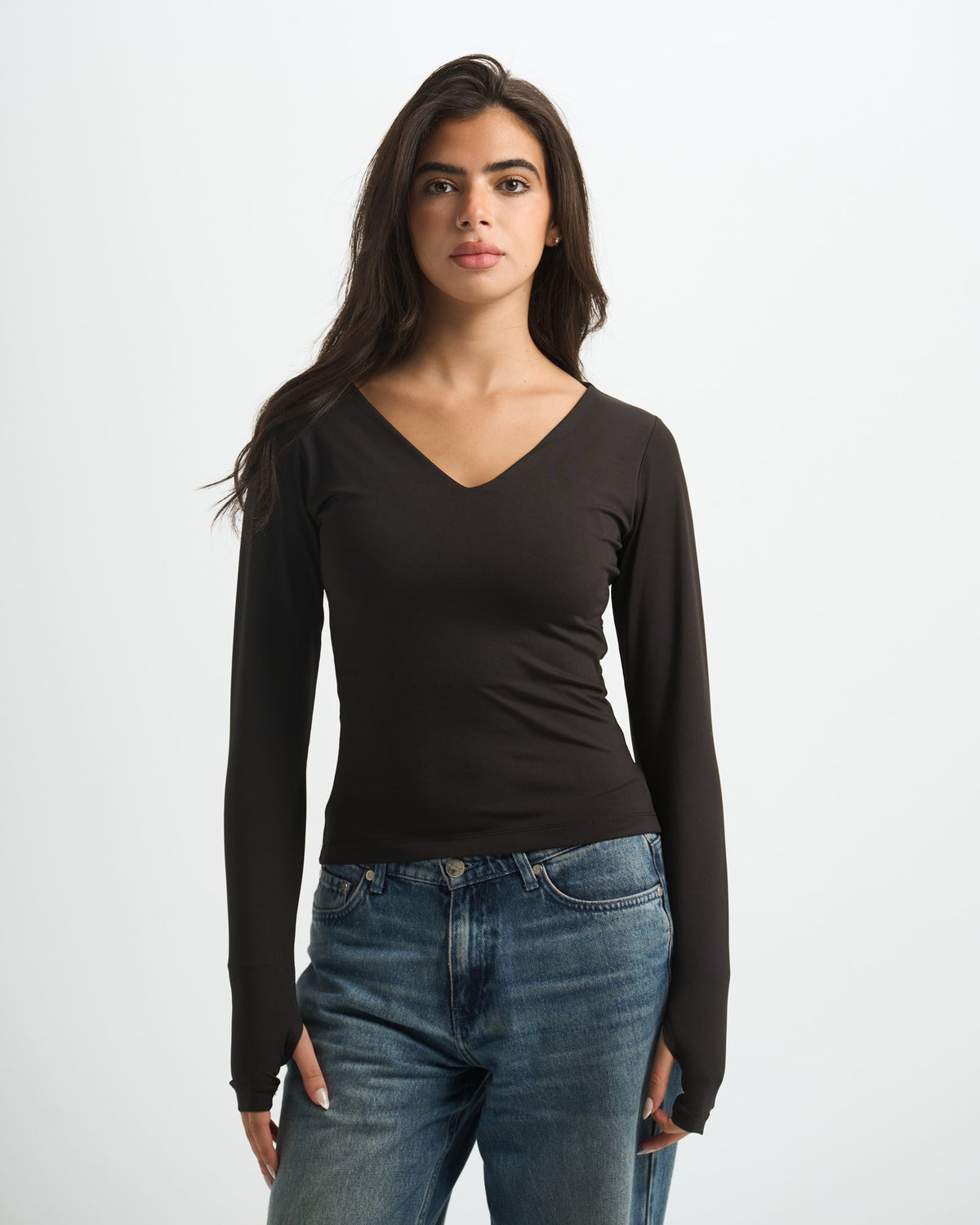 Blank V-Long Sleeve Top