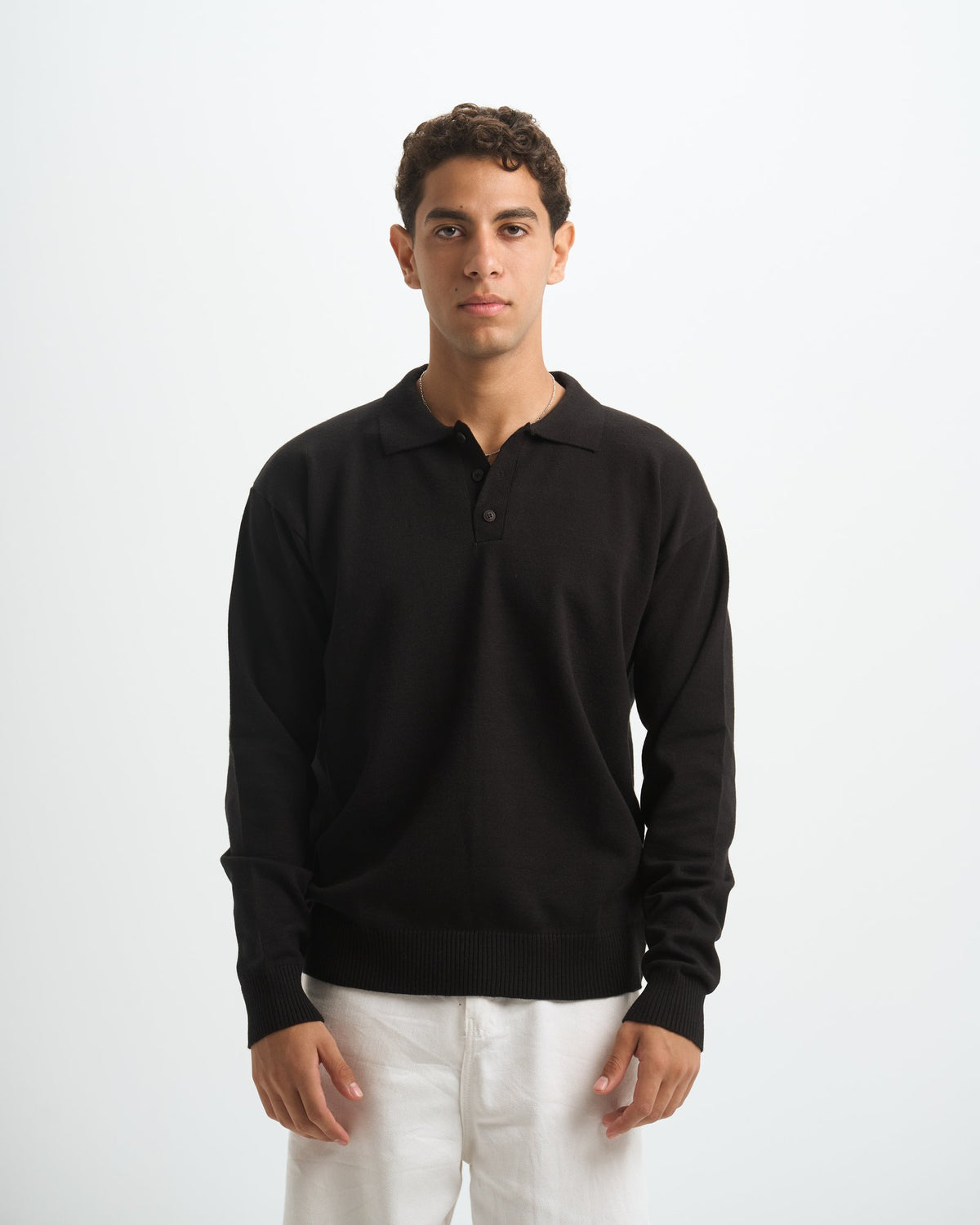 Blank Knitted Polo - Black - #men