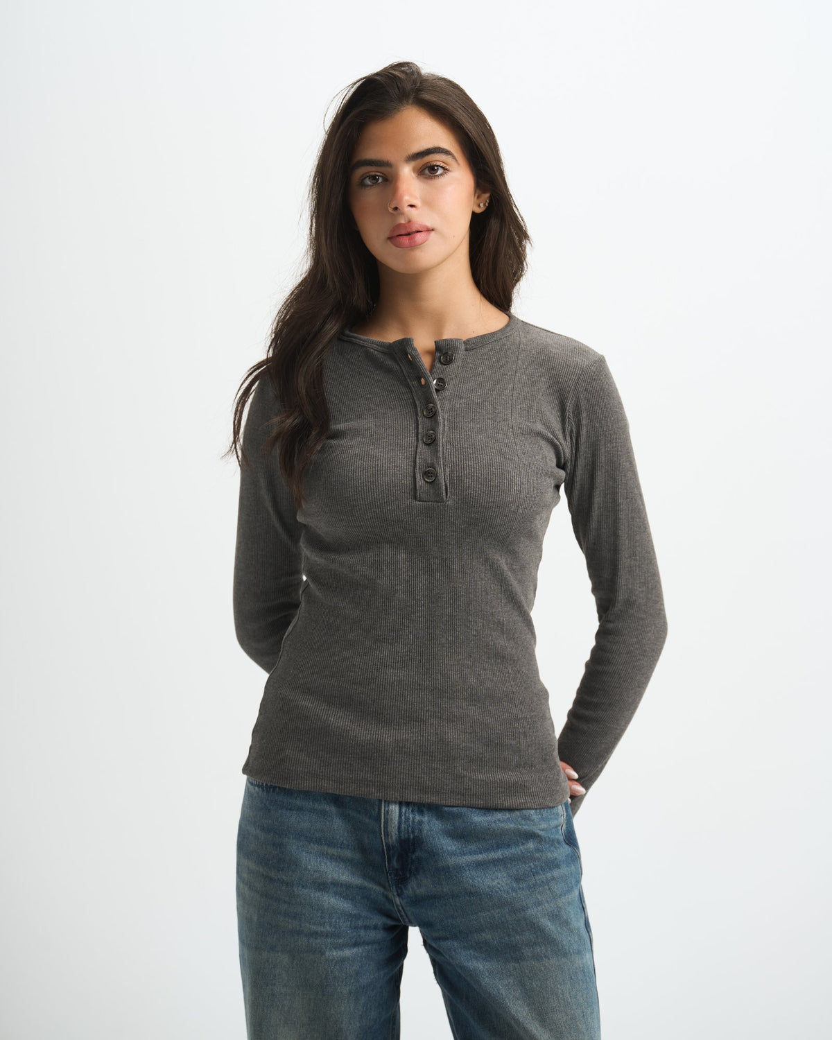 Blank Ribbed Button Up Top