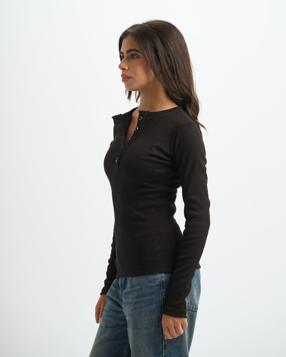 Blank Ribbed Button Up Top