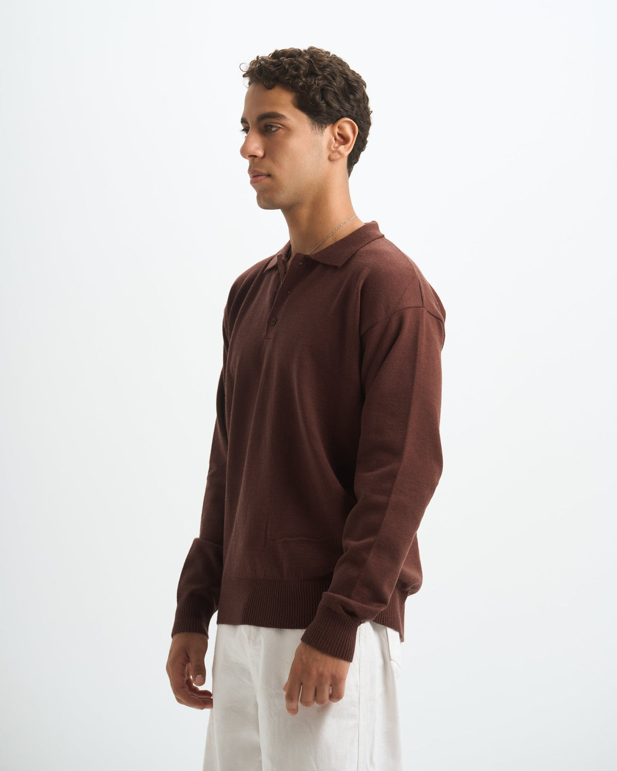 Blank Knitted Polo - Brown - #men