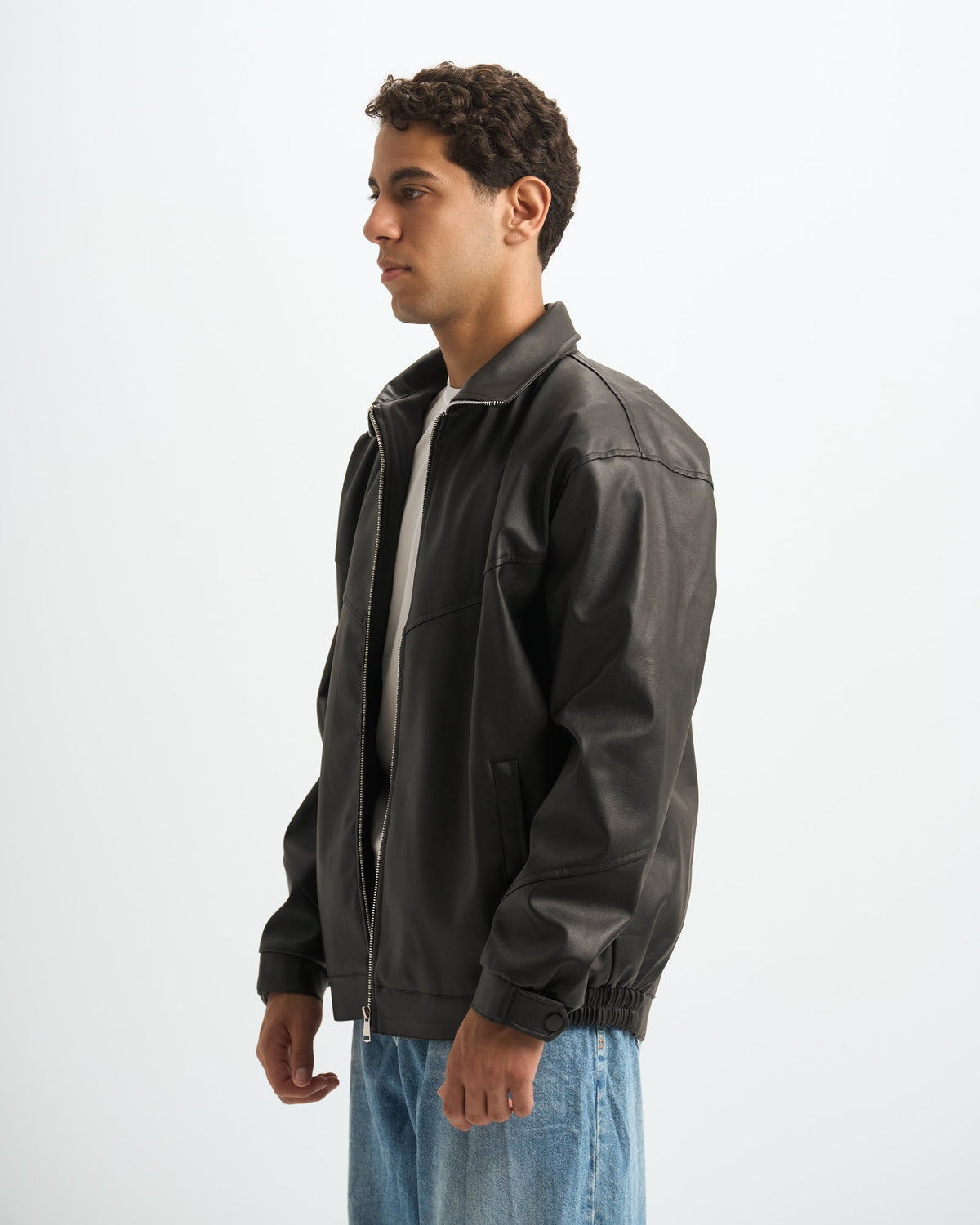 Blank Leather Jacket - Black - #men