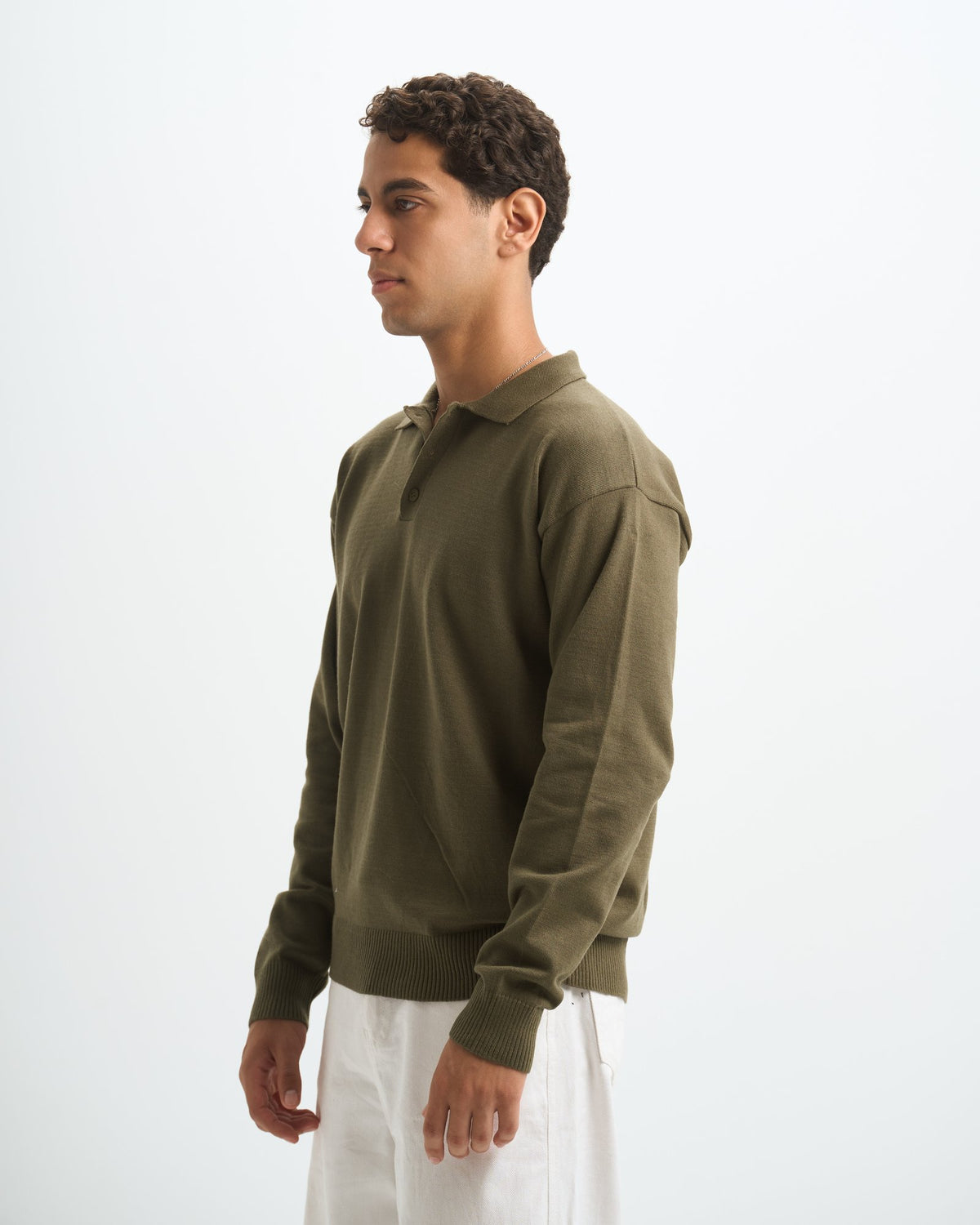Blank Knitted Polo - Olive - #men