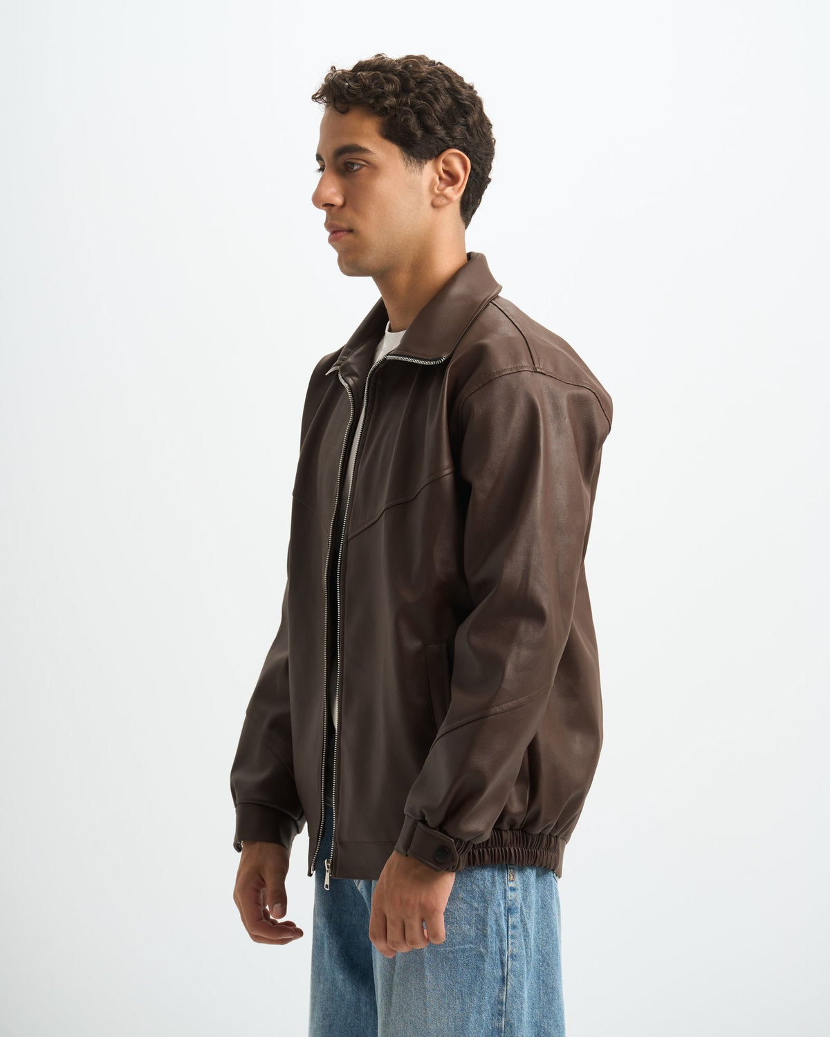 Blank Leather Jacket - Brown - #men