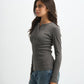 Blank Ribbed Button Up Top