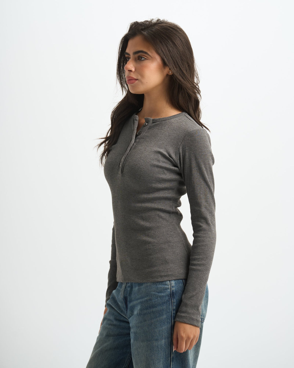 Blank Ribbed Button Up Top