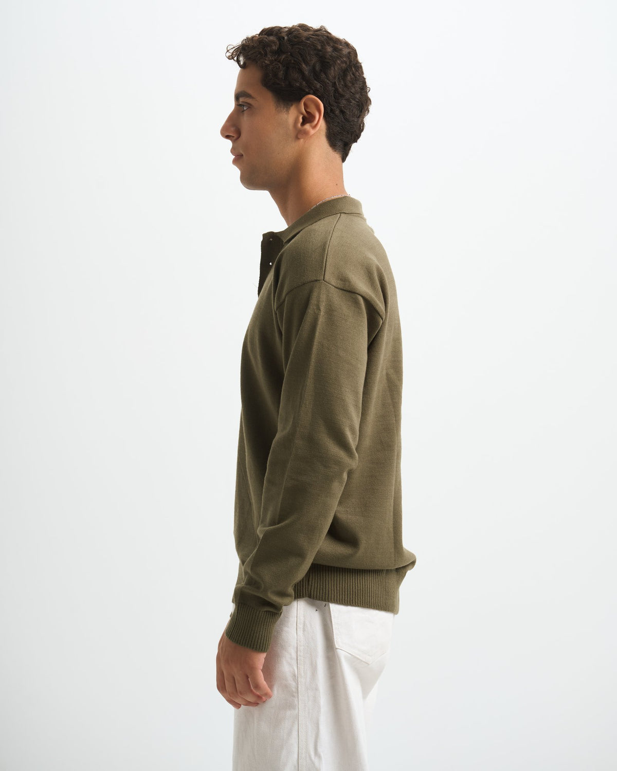 Blank Knitted Polo - Olive - #men