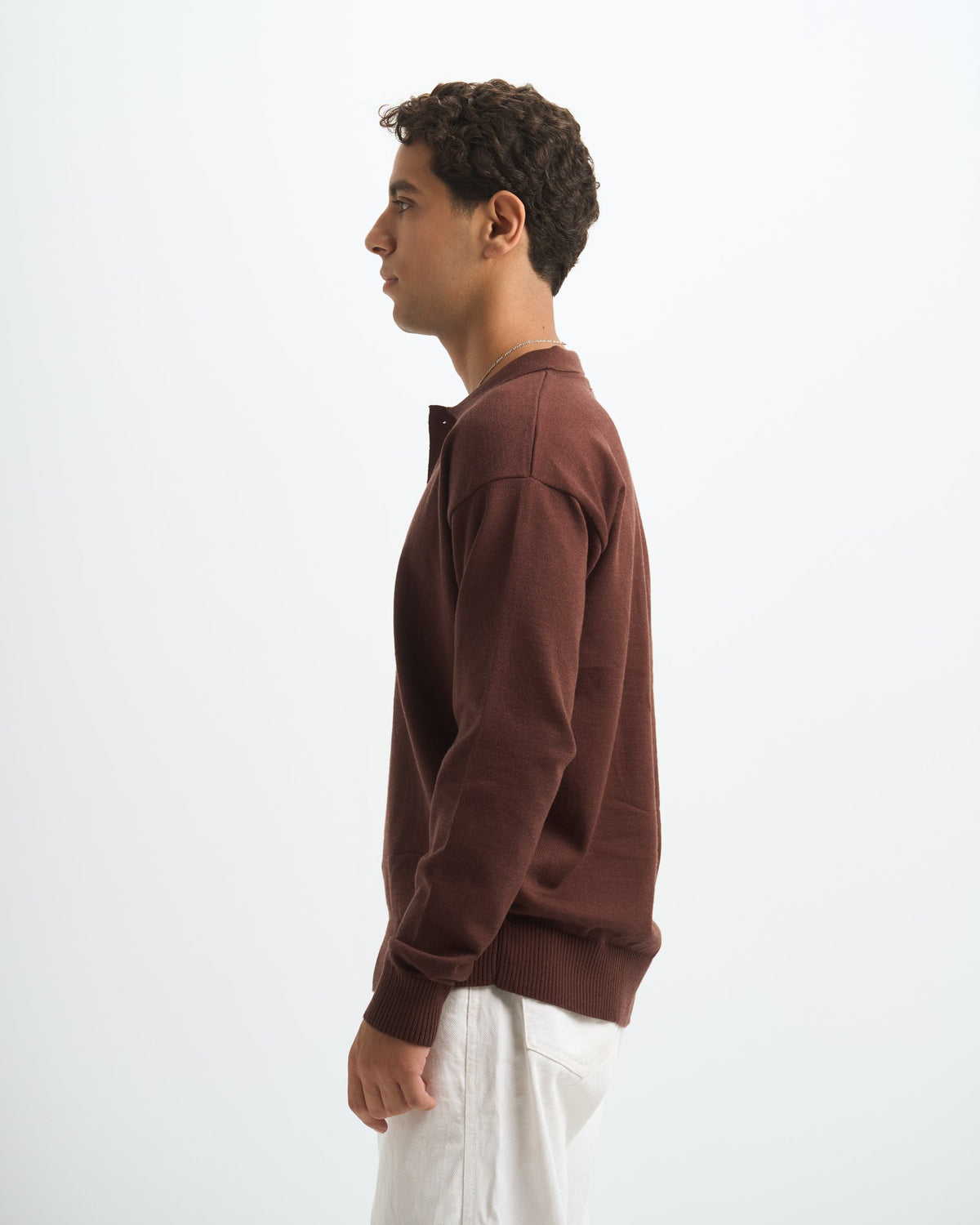 Blank Knitted Polo - Brown - #men