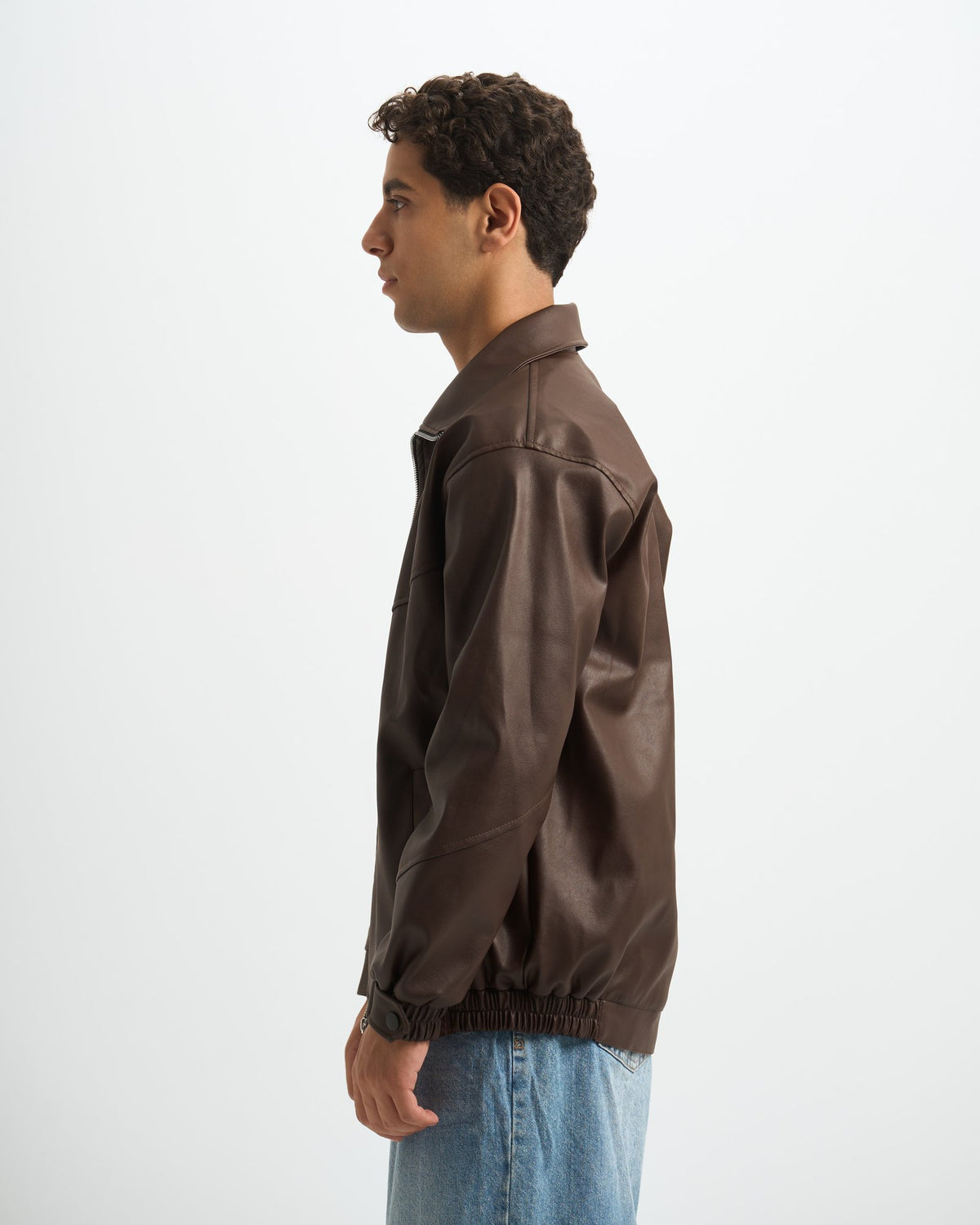 Blank Leather Jacket - Brown - #men