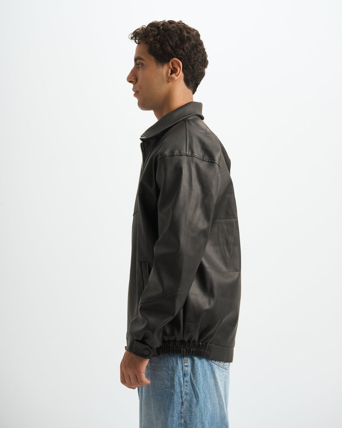 Blank Leather Jacket - Black - #men