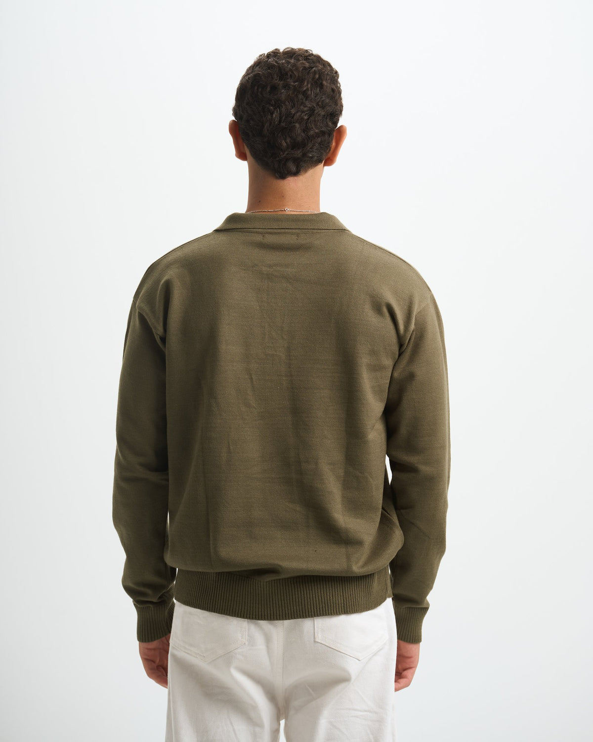 Blank Knitted Polo - Olive - #men