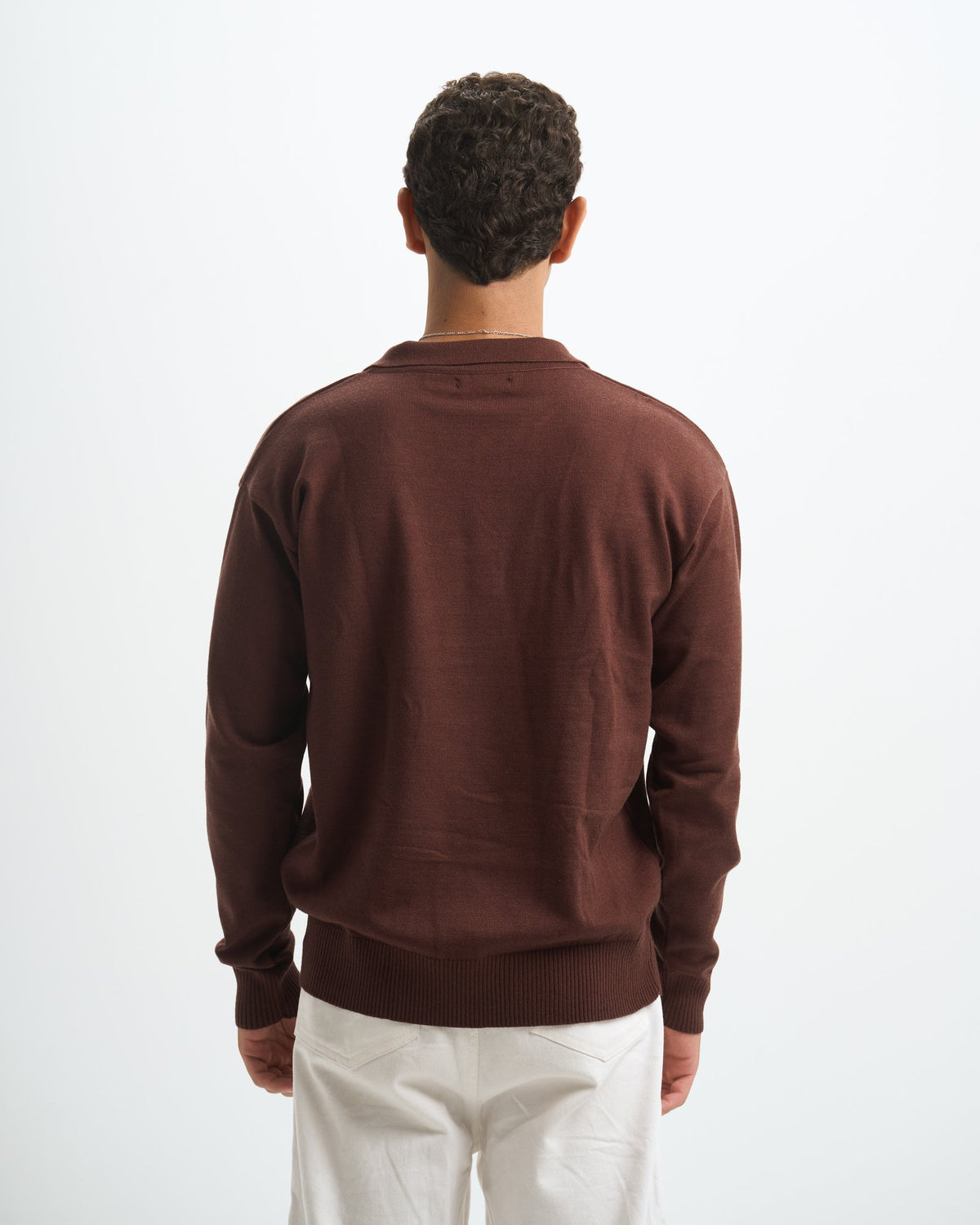 Blank Knitted Polo - Brown - #men