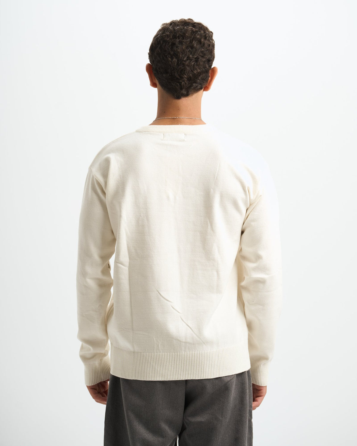 Blank Henley Knitted Sweater - White - #men