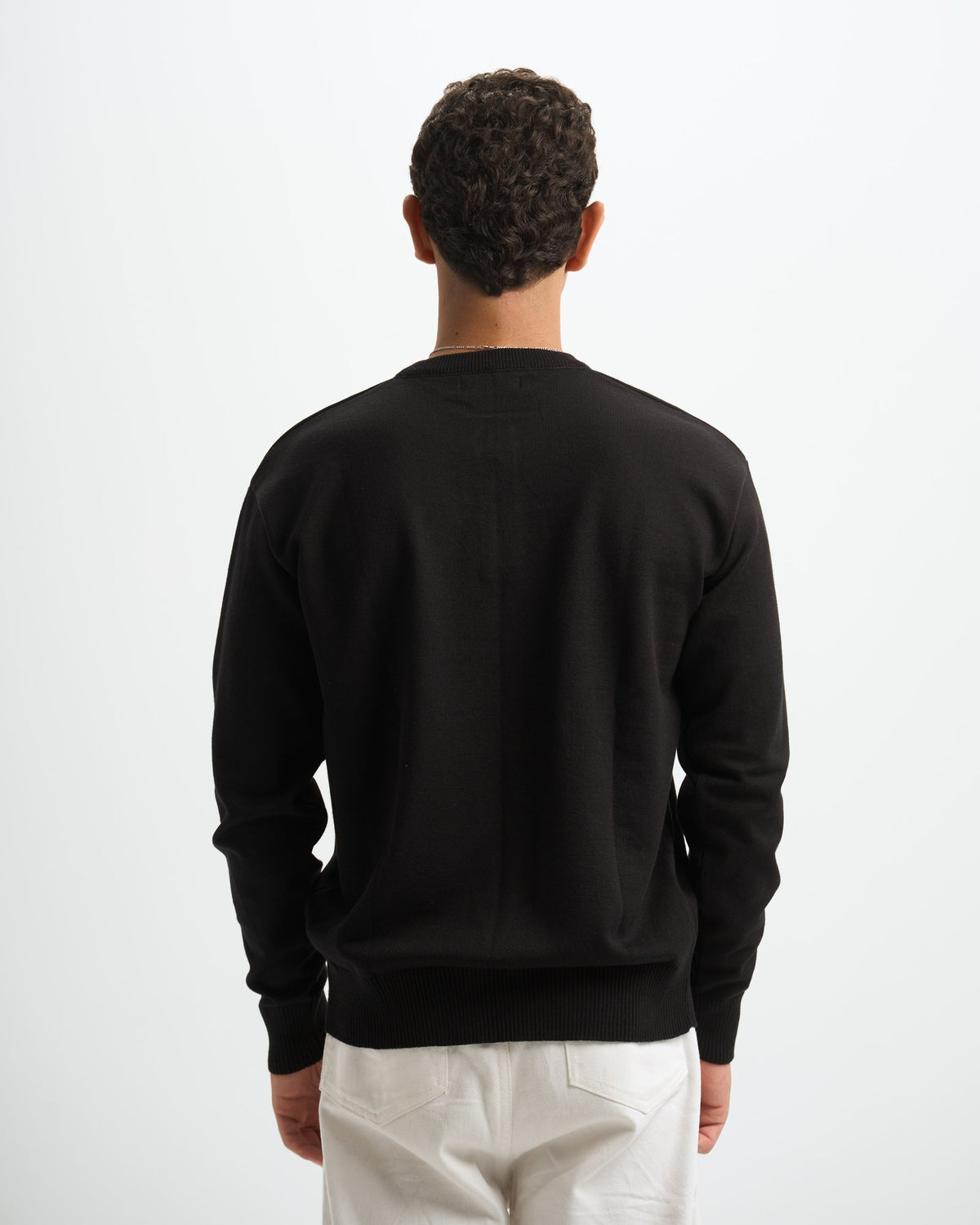 Blank Henley Knitted Sweater - Black - #men