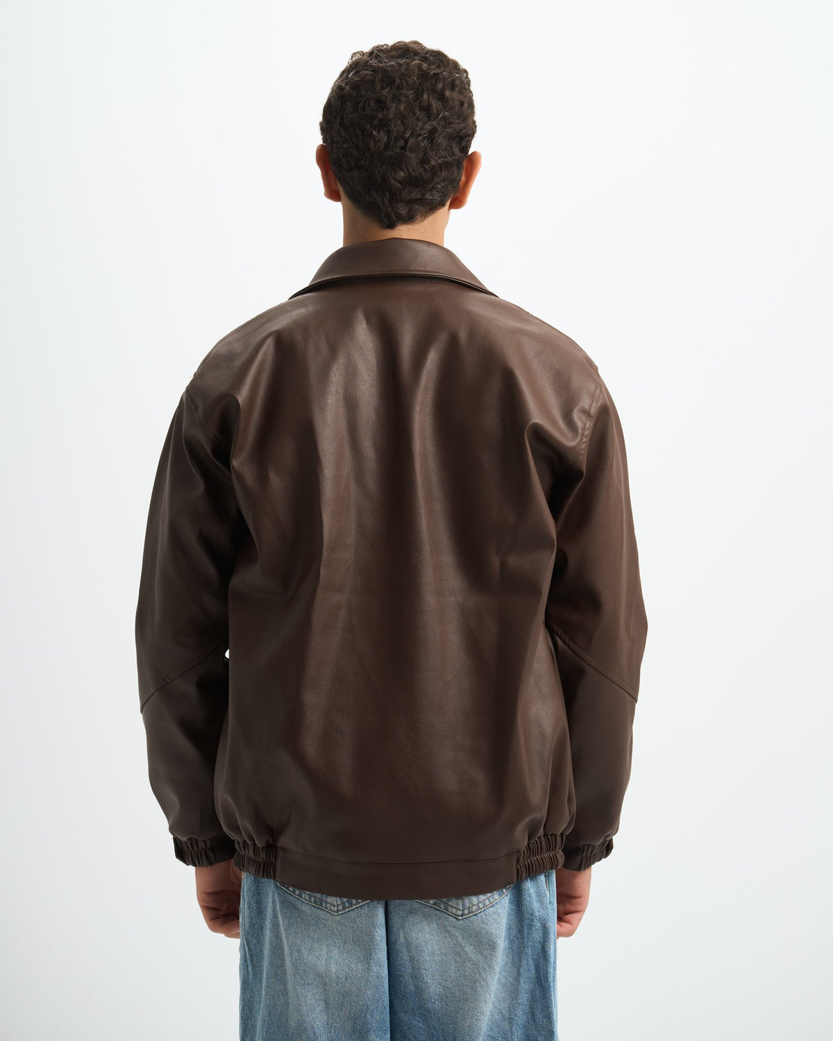 Blank Leather Jacket - Brown - #men