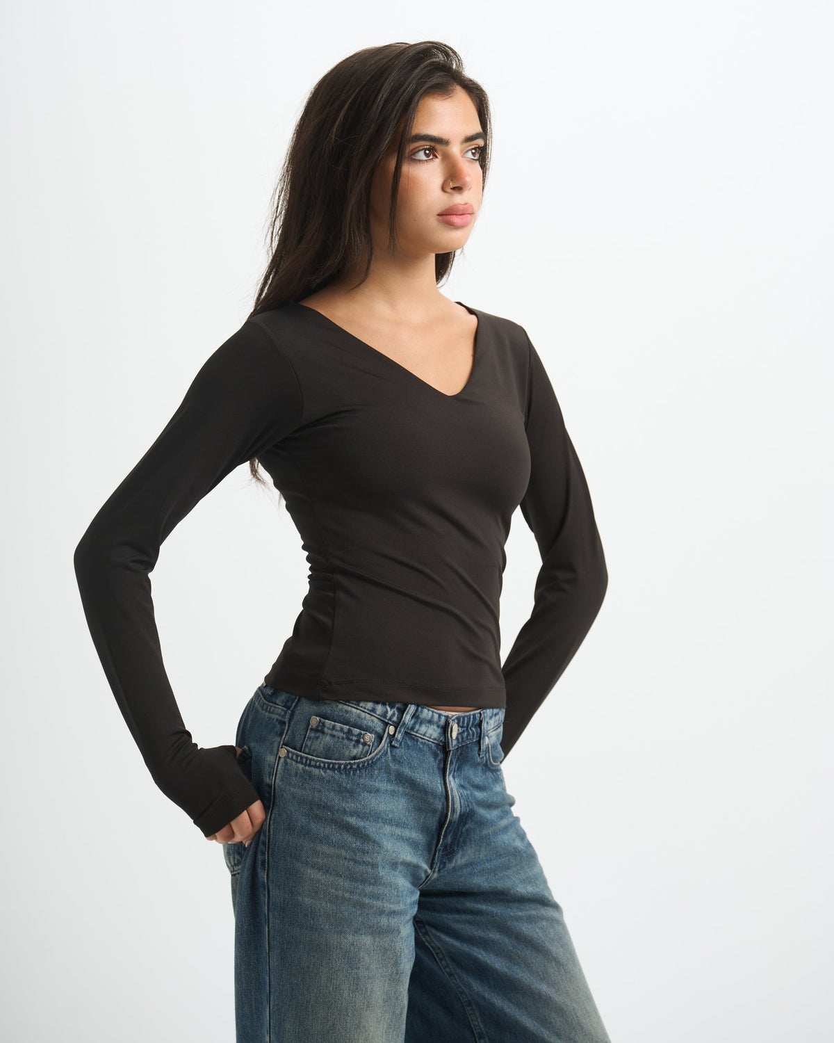 Blank V-Long Sleeve Top