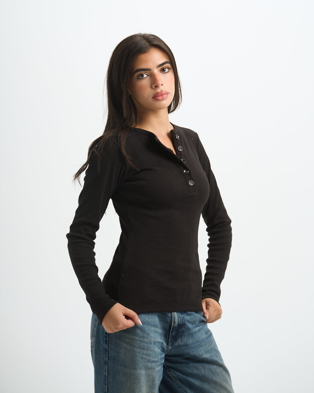 Blank Ribbed Button Up Top