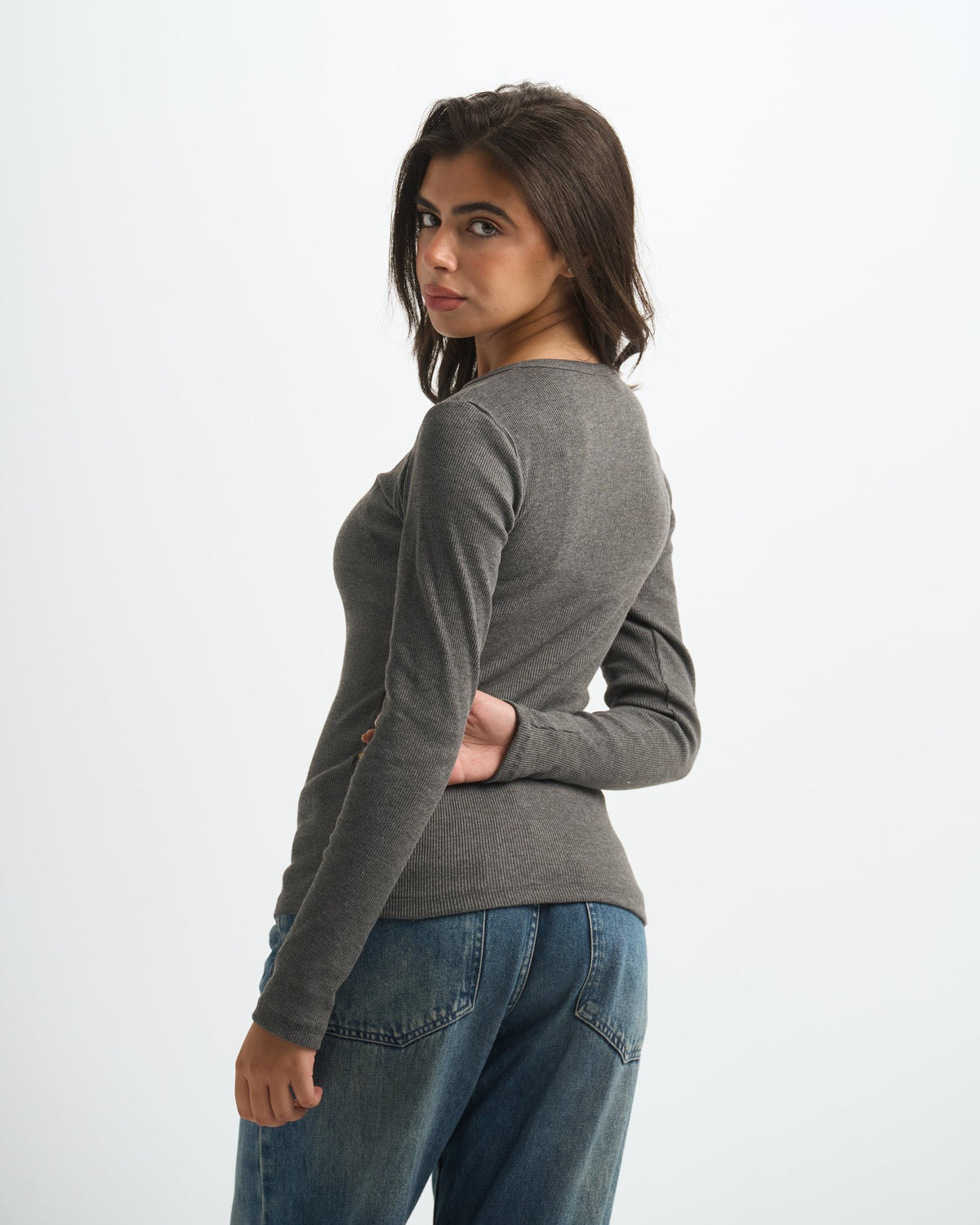 Blank Ribbed Button Up Top