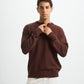 Blank Henley Knitted Sweater - Brown - #men