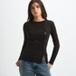 Blank Ribbed Side Button Top