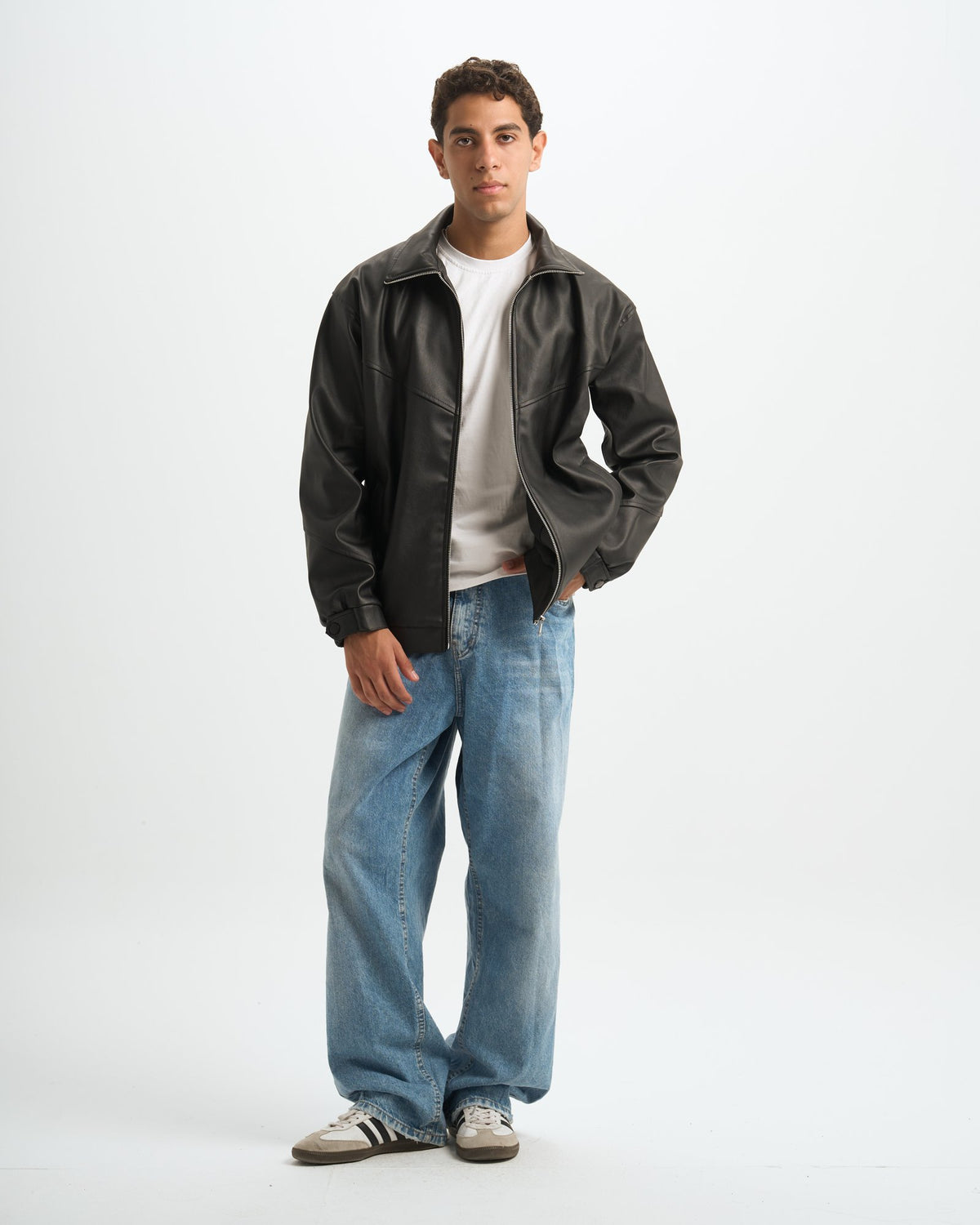 Blank Leather Jacket - Black - #men