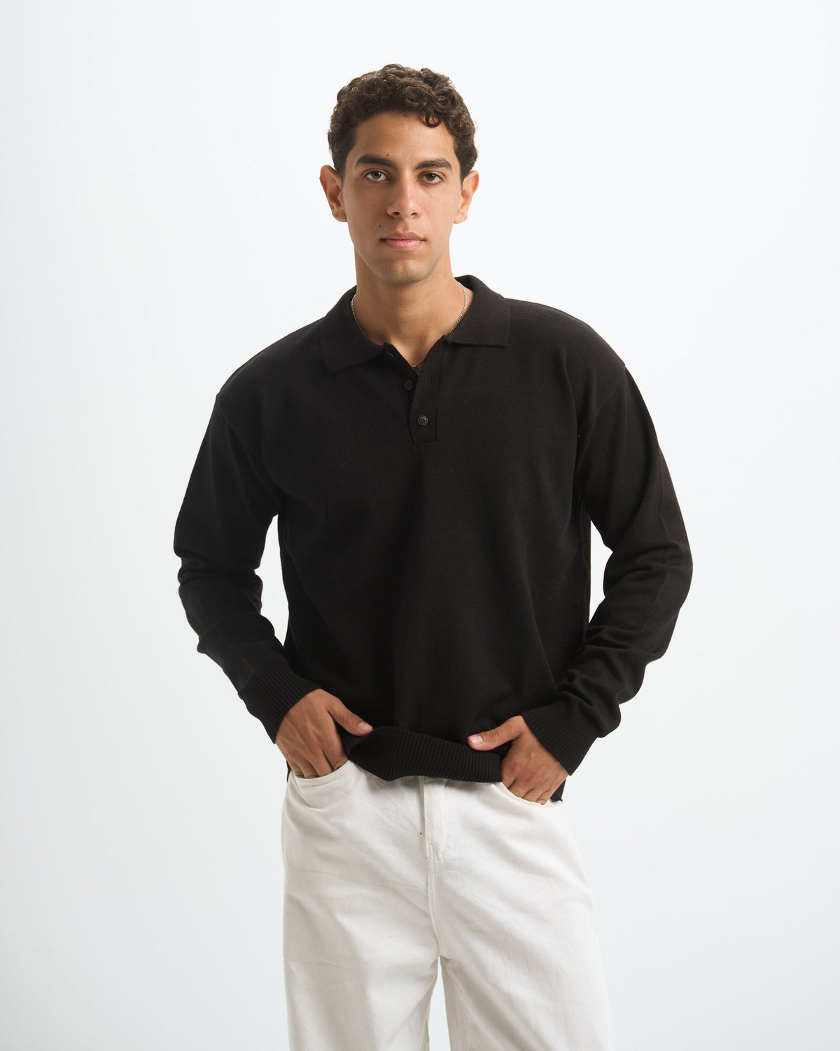 Blank Knitted Polo - Black - #men