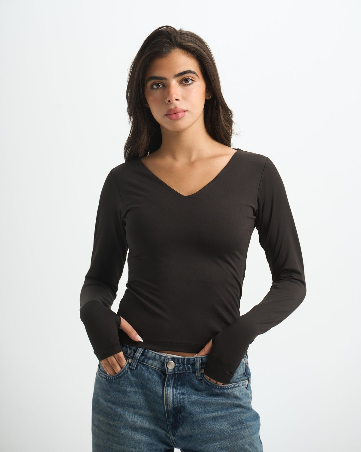 Blank V-Long Sleeve Top