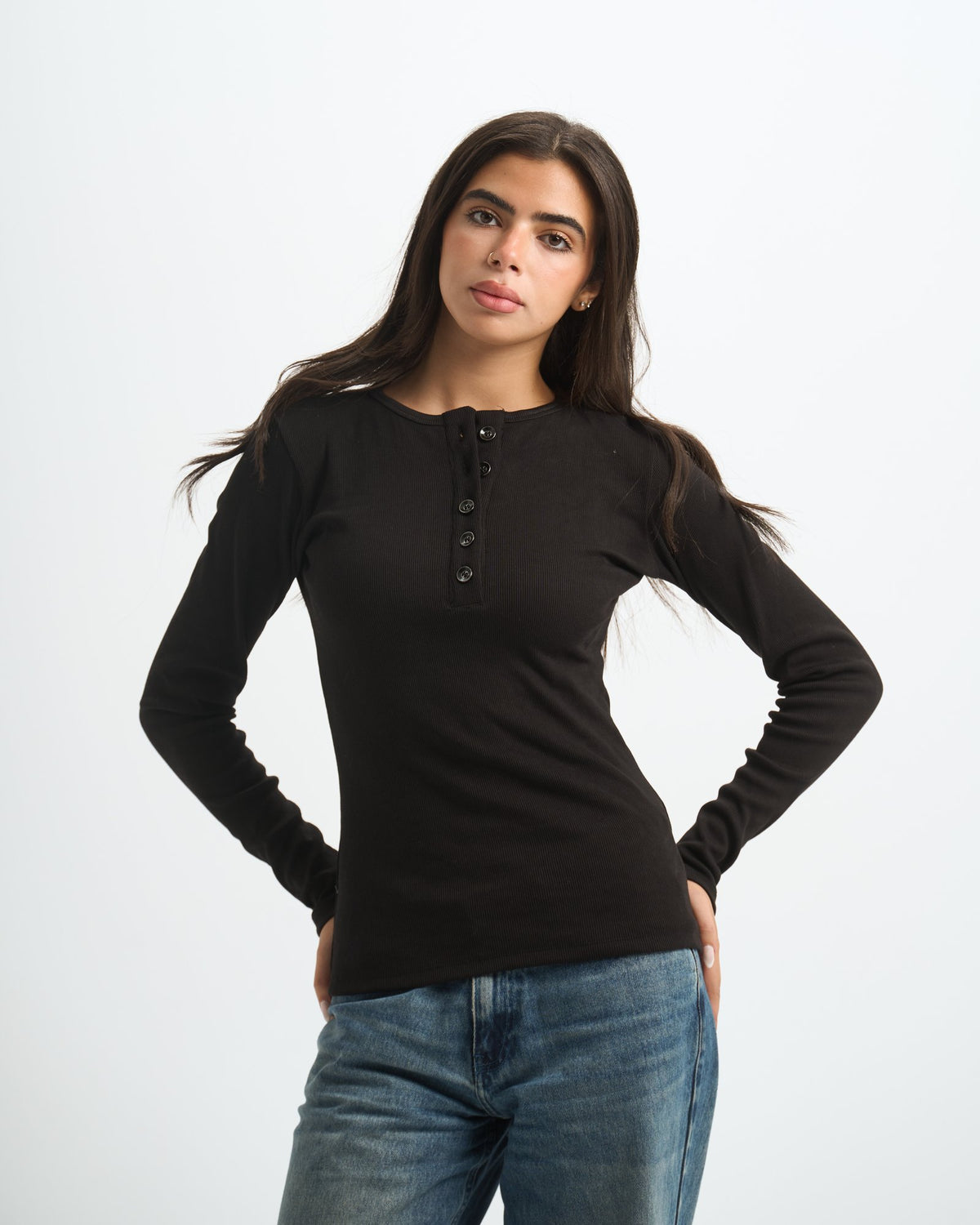 Blank Ribbed Button Up Top