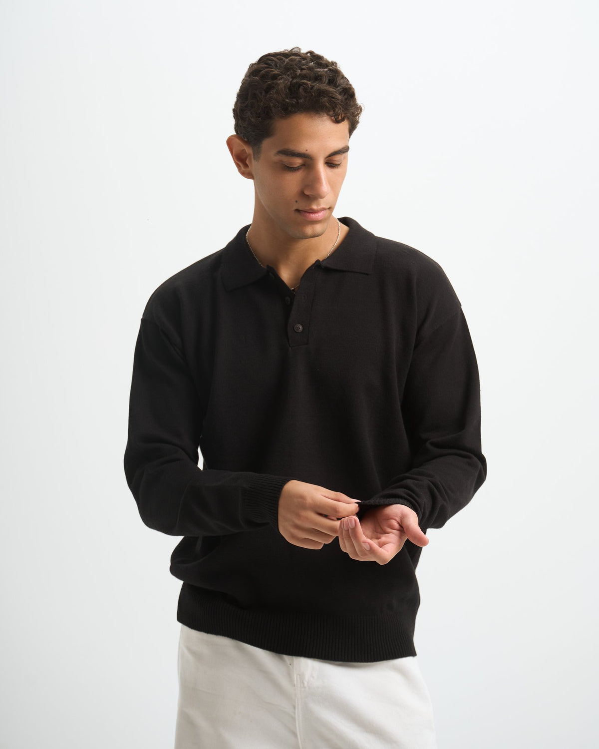 Blank Knitted Polo - Black - #men
