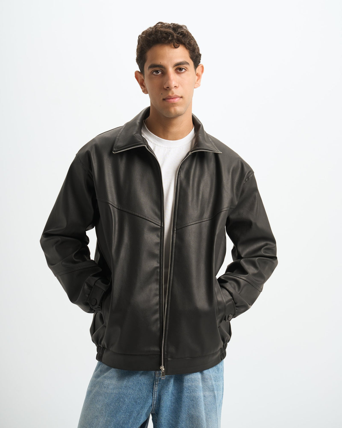 Blank Leather Jacket - Black - #men