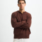 Blank Henley Knitted Sweater - Brown - #men