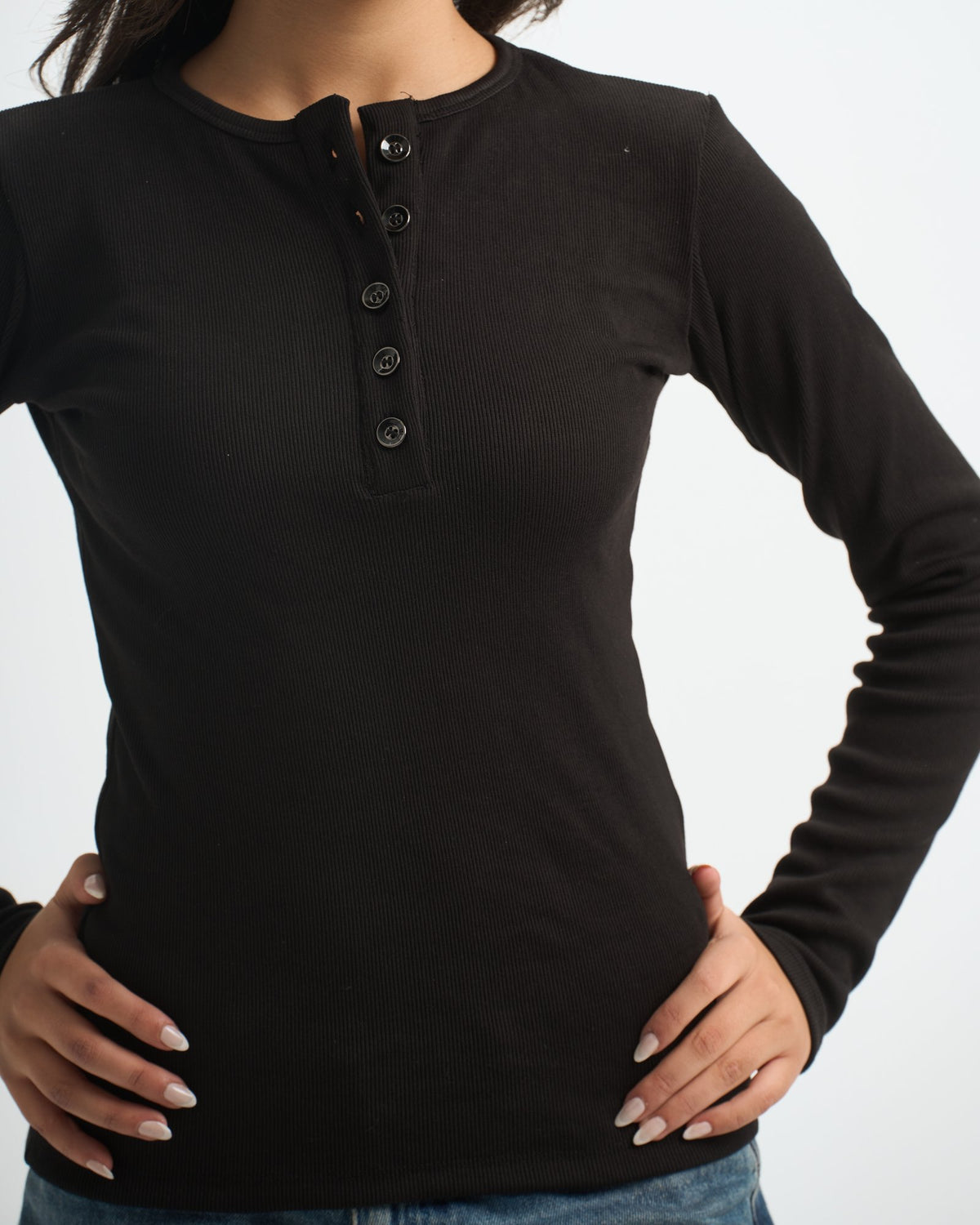 Blank Ribbed Button Up Top