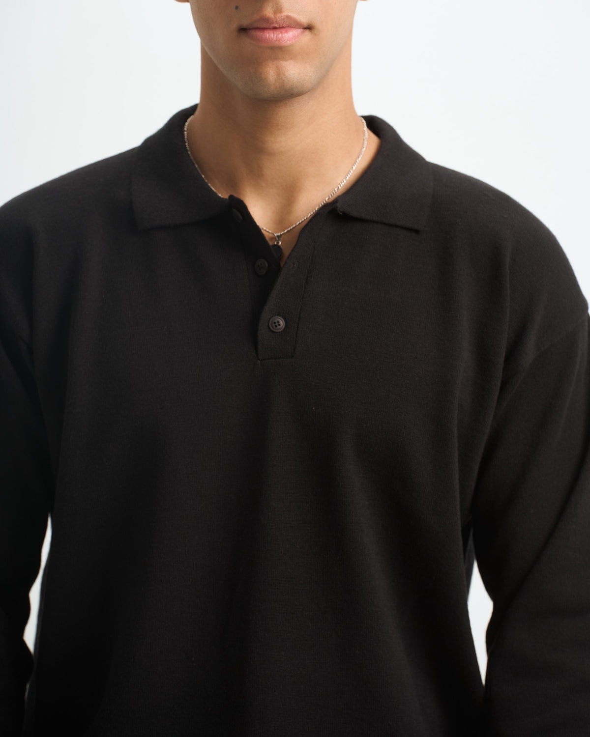 Blank Knitted Polo - Black - #men