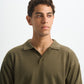 Blank Knitted Polo - Olive - #men