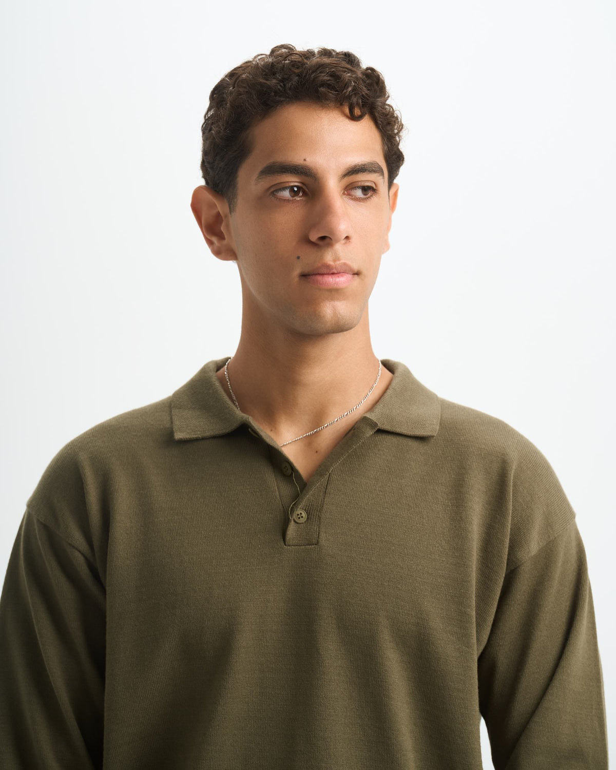 Blank Knitted Polo - Olive - #men