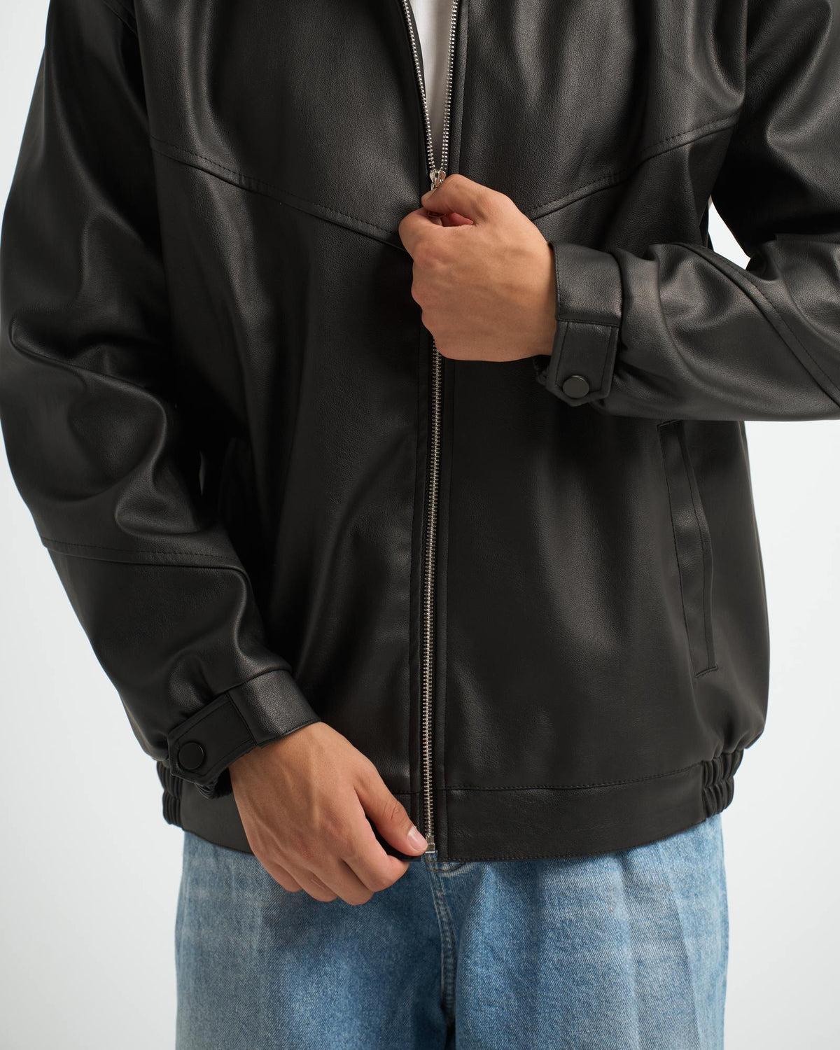 Blank Leather Jacket - Black - #men