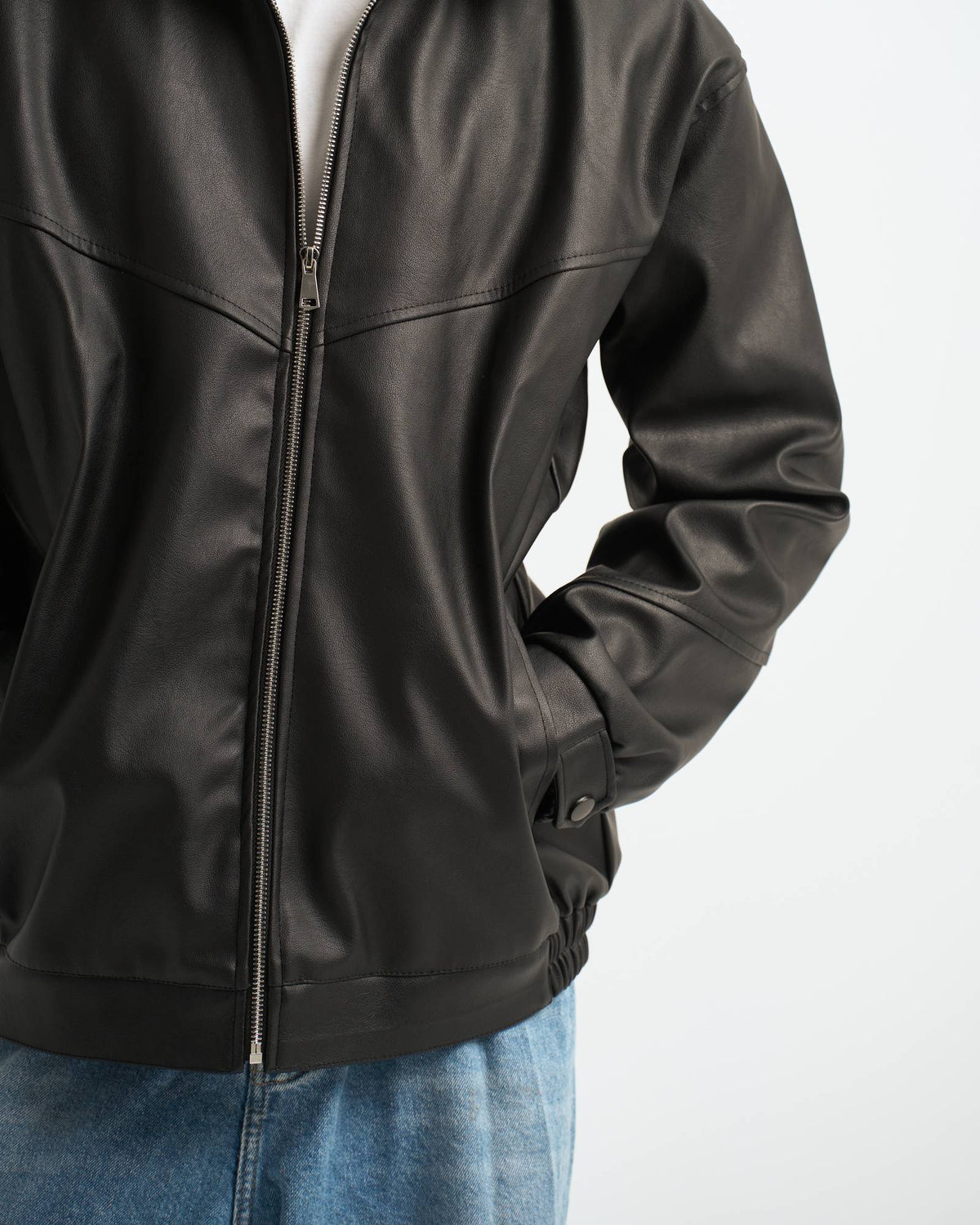 Blank Leather Jacket - Black - #men