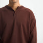 Blank Henley Knitted Sweater - Brown - #men