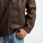 Blank Leather Jacket - Brown - #men