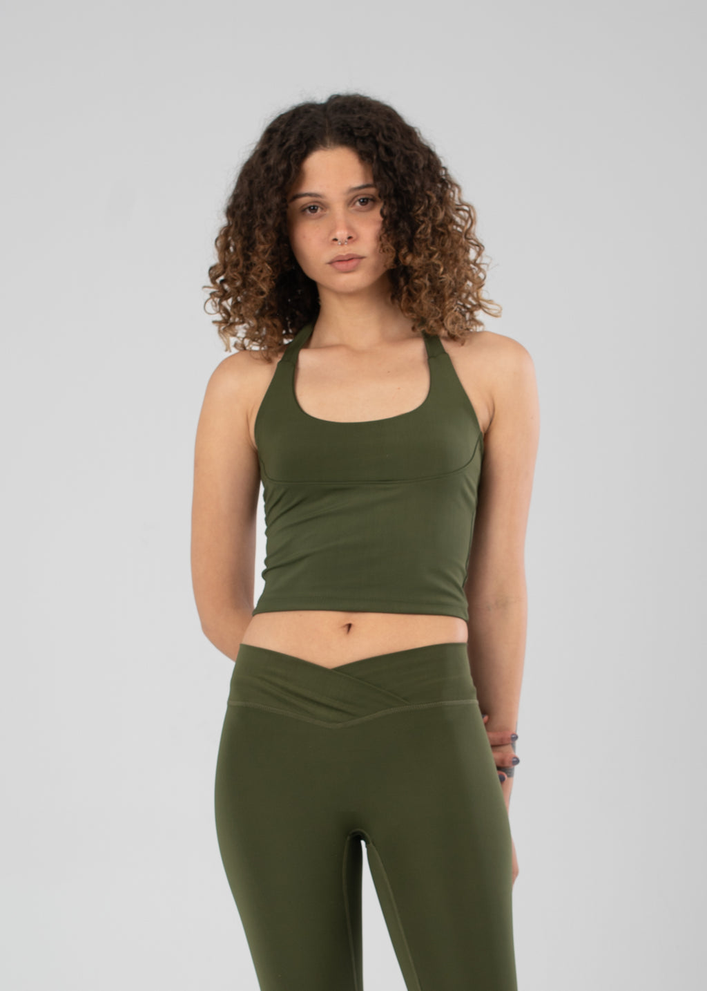 Blank Olive Scoop Neck-Top