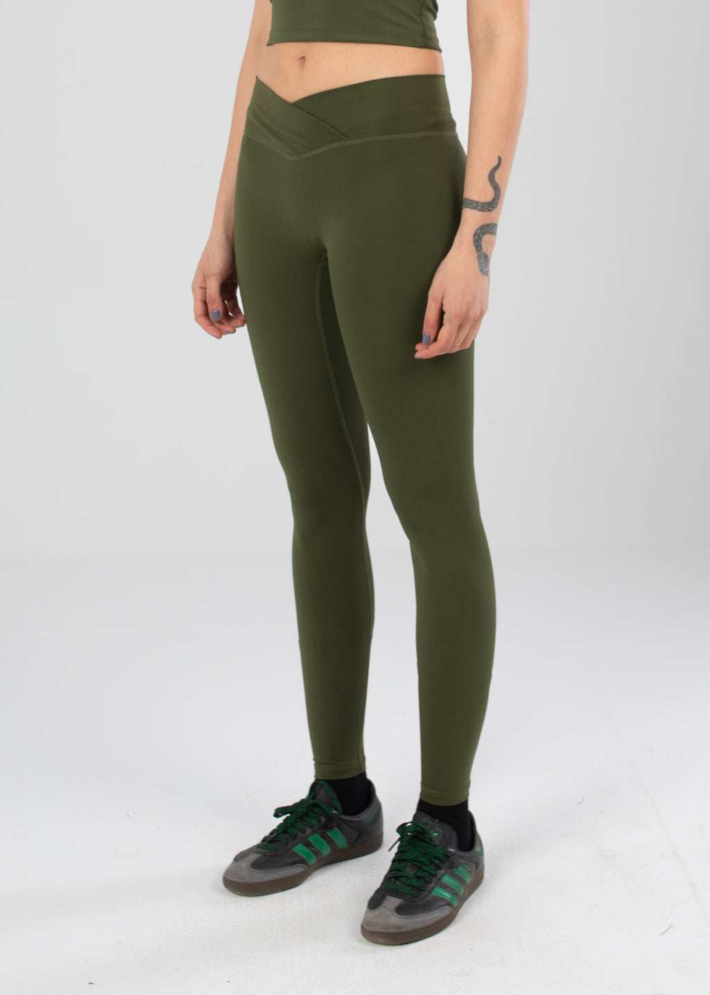 Blank Olive Scoop Cross Leggings