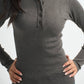 Blank Ribbed Button Up Top