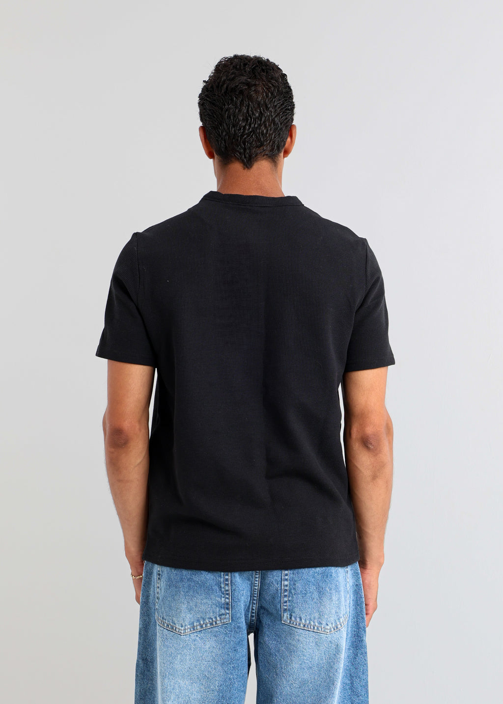 Blank Black Henley Men Tee