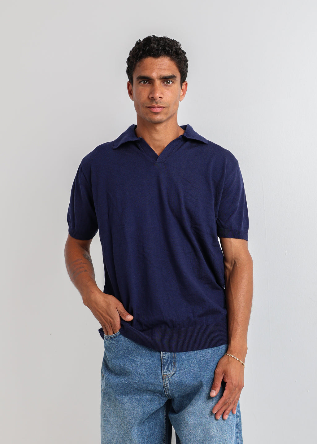 Blank Light Navy Polo