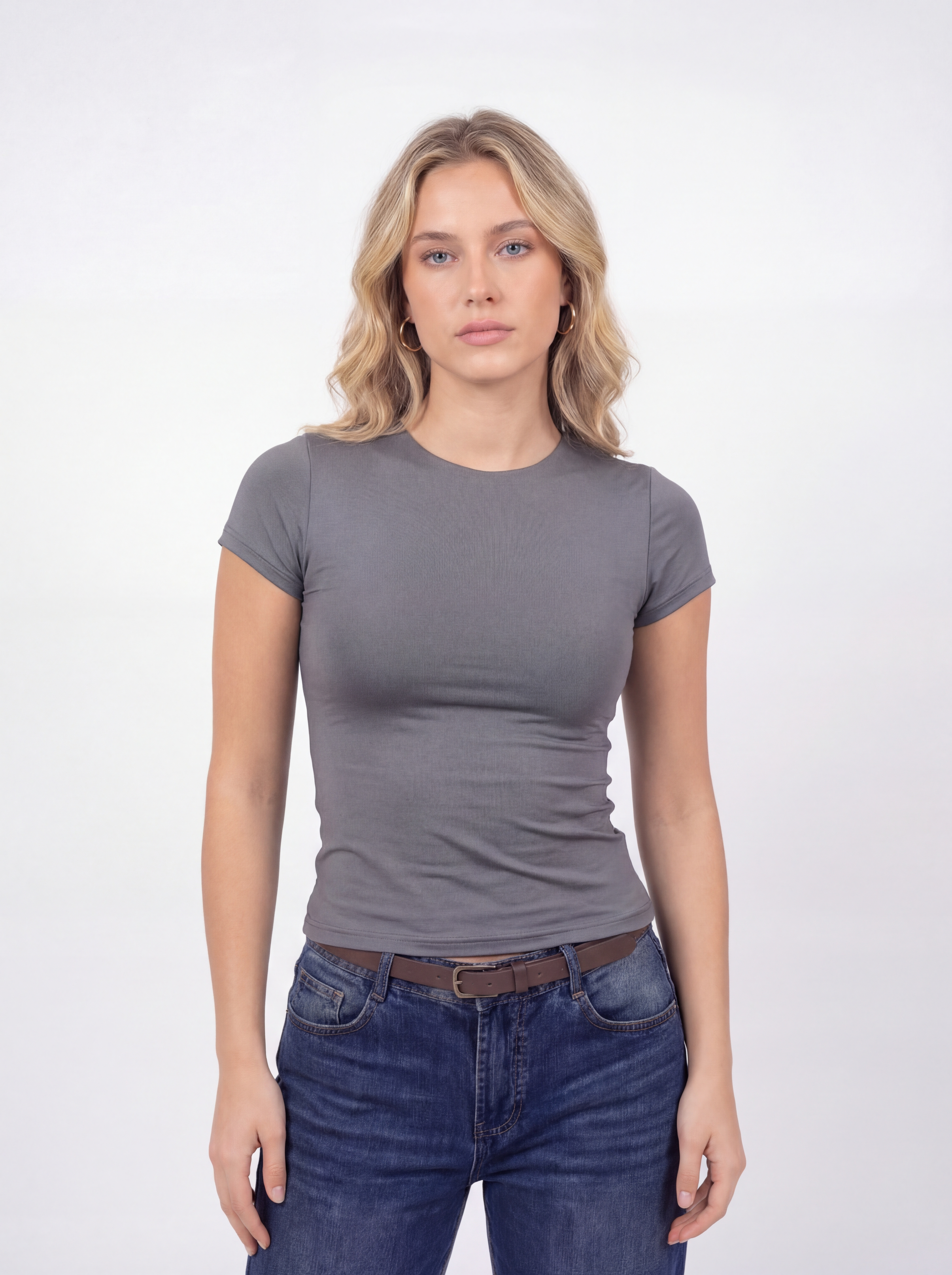 Blank Grey Short Sleeve Top